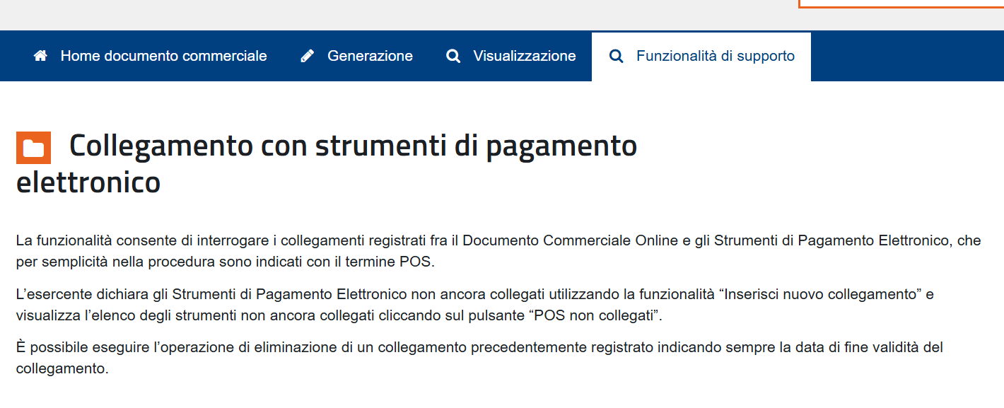 ACCEDI A FATTURE E CORRISPETTIVI E VAI A "FUNZIONALITA' DI SUPPORTO"